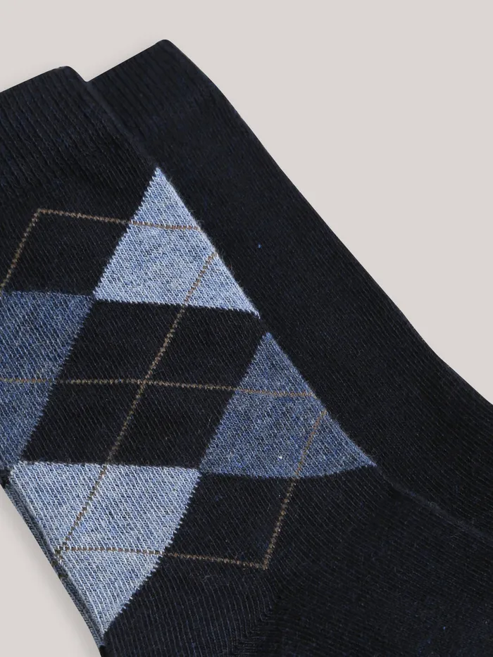Boys Cyrillus Accessories Pack Of 2 Pairs Of Plain And Intersia Socks 6391 Bleu Fonce Bicolorm Boys Cyrillus Accessories Pack Of 2 Pairs Of Plain And Intersia Socks 6391 Bleu Fonce Bicolorm
