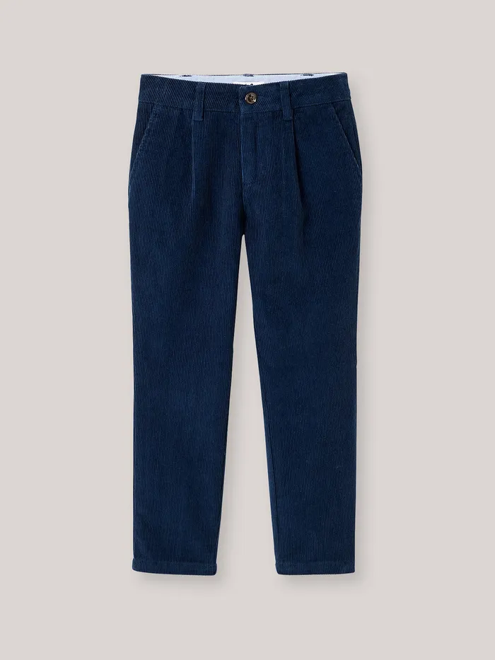 Boys Cyrillus Clothing Corduroy Chino Trousers Bleu