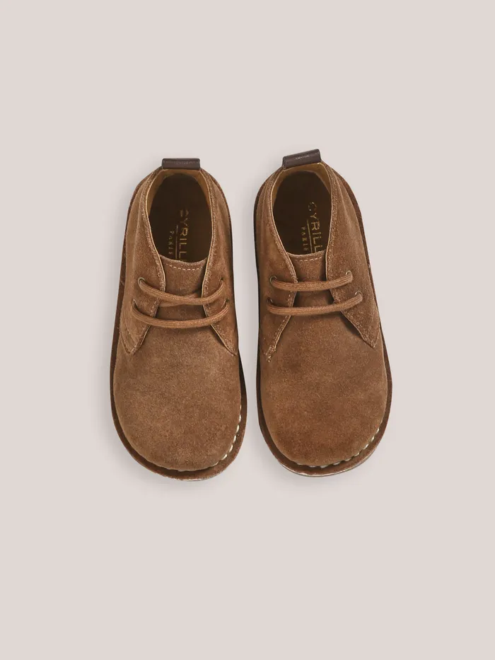 Boys Cyrillus Shoes Leather Desert Boots Taupe