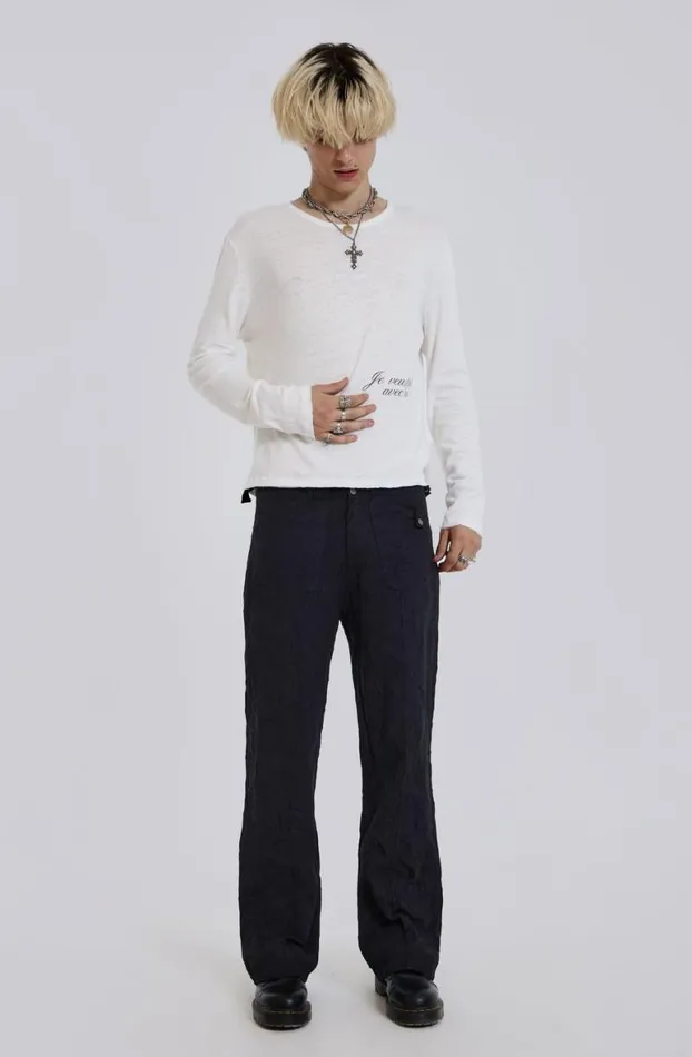 Cargo Pants Men Jaded London Black Creased Pants