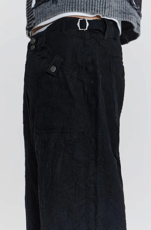 Cargo Pants Men Jaded London Black Creased Pants