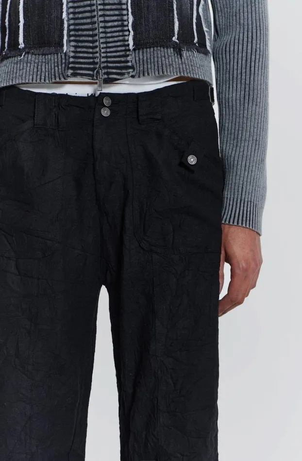 Cargo Pants Men Jaded London Black Creased Pants
