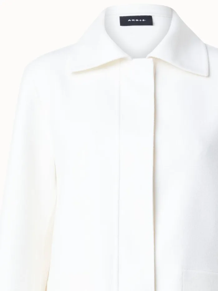 Cashmere DoubleFace Long Jacket Ecru Women Akris Cashmere