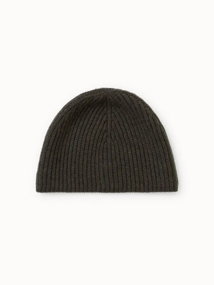 Cashmere Rib Knit Beanie Moss Women Akris Knitwear