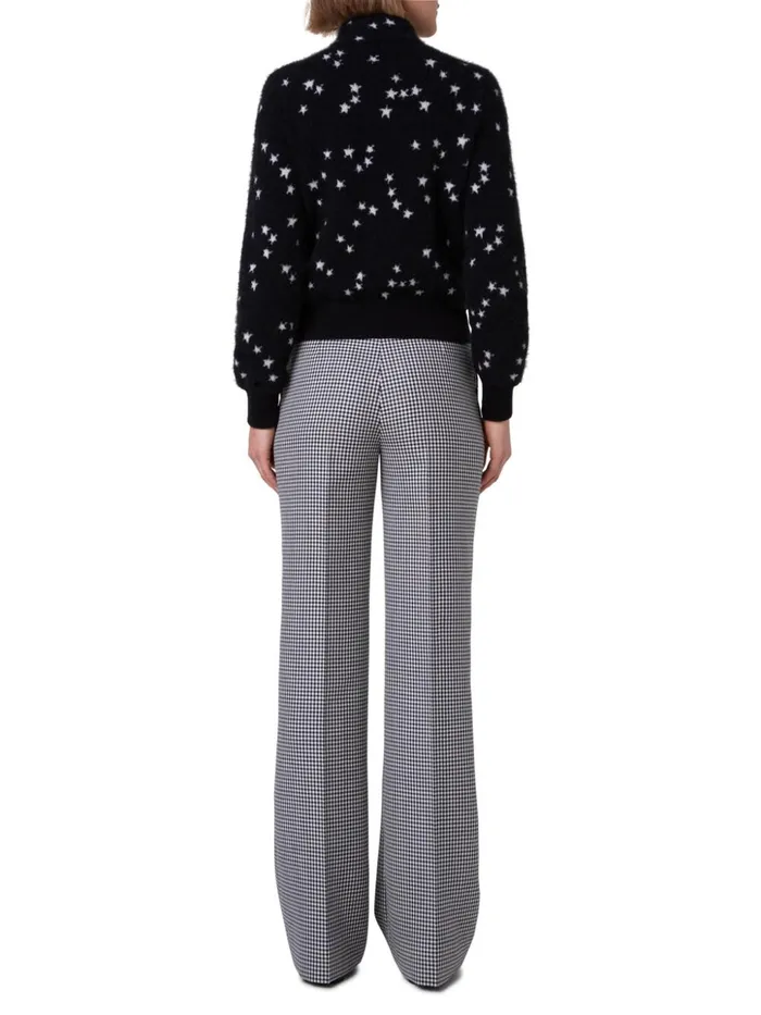 Cashmere Silk Cardigan With Star Intarsia Blackecru Women Akris Cashmere