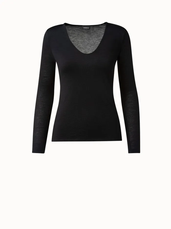Cashmere Silk Shirt Black Women Akris Tops