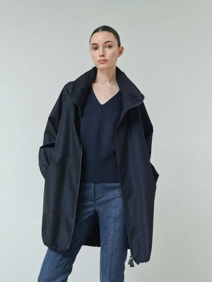 Cashmere VNeck Knit Pullover Navy Women Akris Knitwear