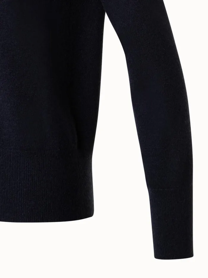 Cashmere VNeck Knit Pullover Navy Women Akris Knitwear