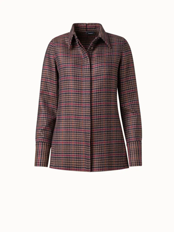 Checked Wool Blouse Vicunamulticolor Women Akris Blouses