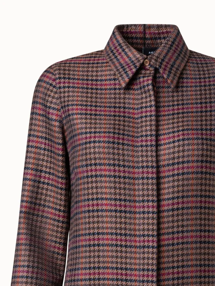 Checked Wool Blouse Vicunamulticolor Women Akris Blouses