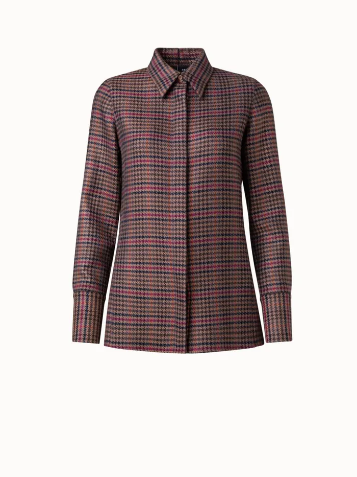 Checked Wool Blouse Vicunamulticolor Women Akris Blouses
