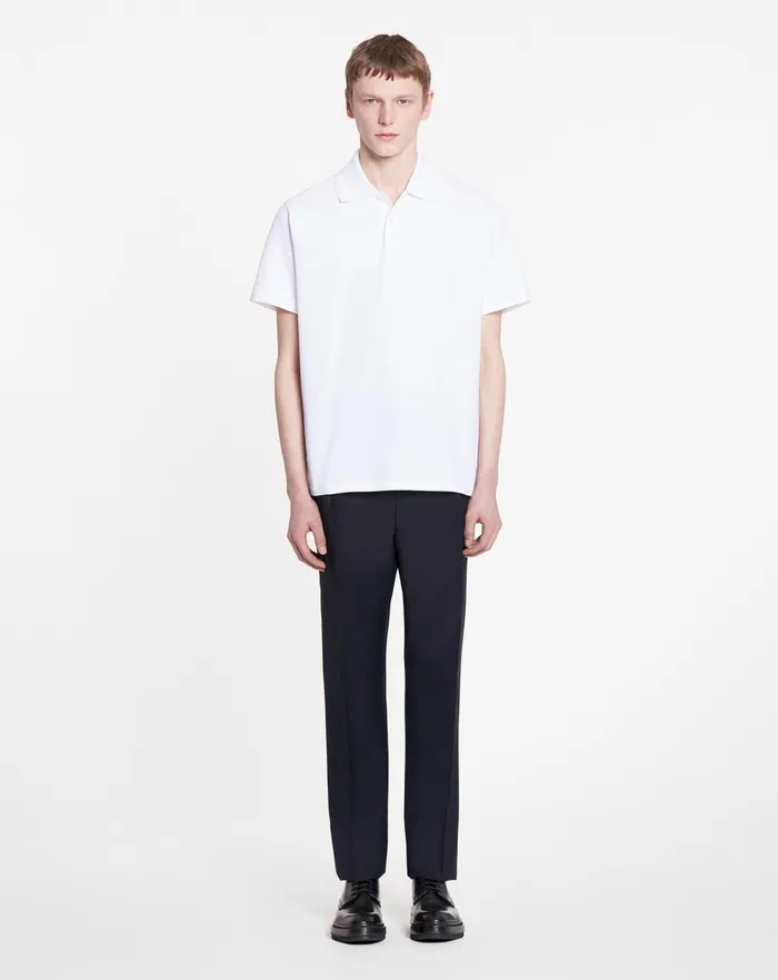 Classic Polo Shirt Optical White Men Lanvin Tshirts and Polos