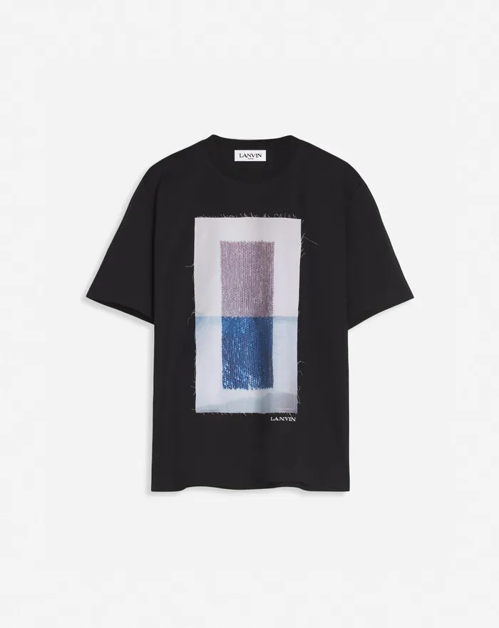 Classic Tshirt With An Archives Print Black Men Lanvin Tshirts and Polos