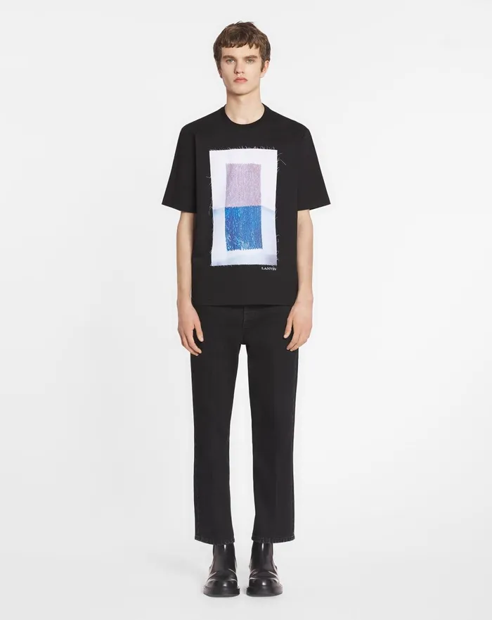 Classic Tshirt With An Archives Print Black Men Lanvin Tshirts and Polos Classic Tshirt With An Archives Print Black Men Lanvin Tshirts and Polos