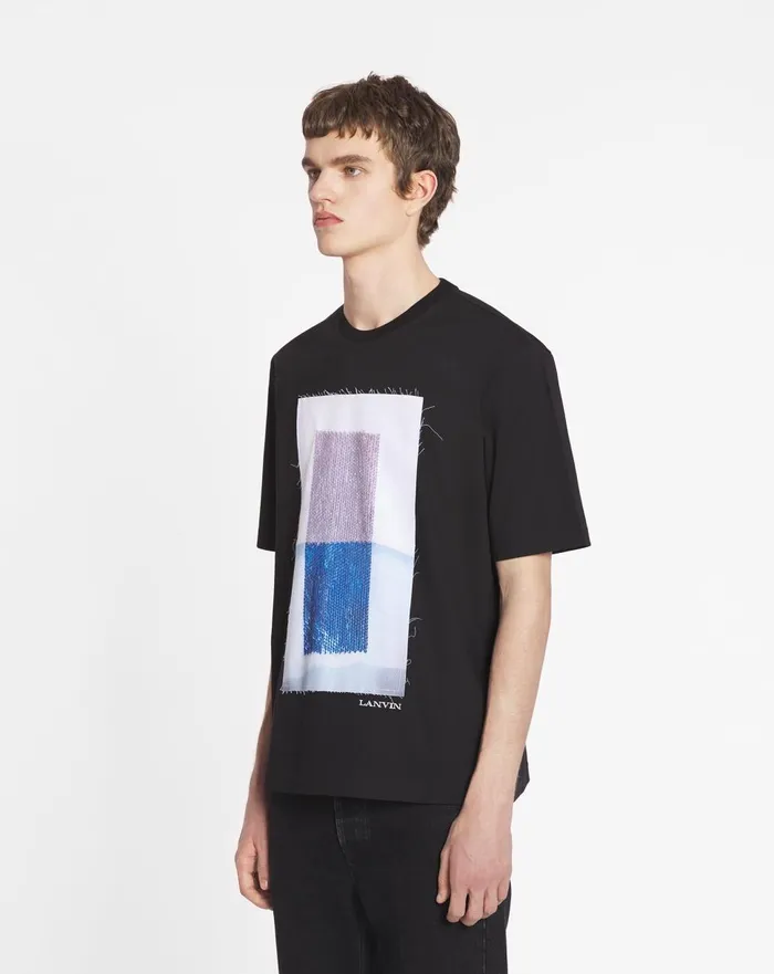 Classic Tshirt With An Archives Print Black Men Lanvin Tshirts and Polos Classic Tshirt With An Archives Print Black Men Lanvin Tshirts and Polos