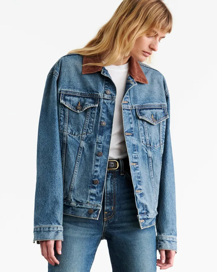 Coats and Outerwear Nili Lotan Women CHESNEY DENIM JACKET Ocean Wash