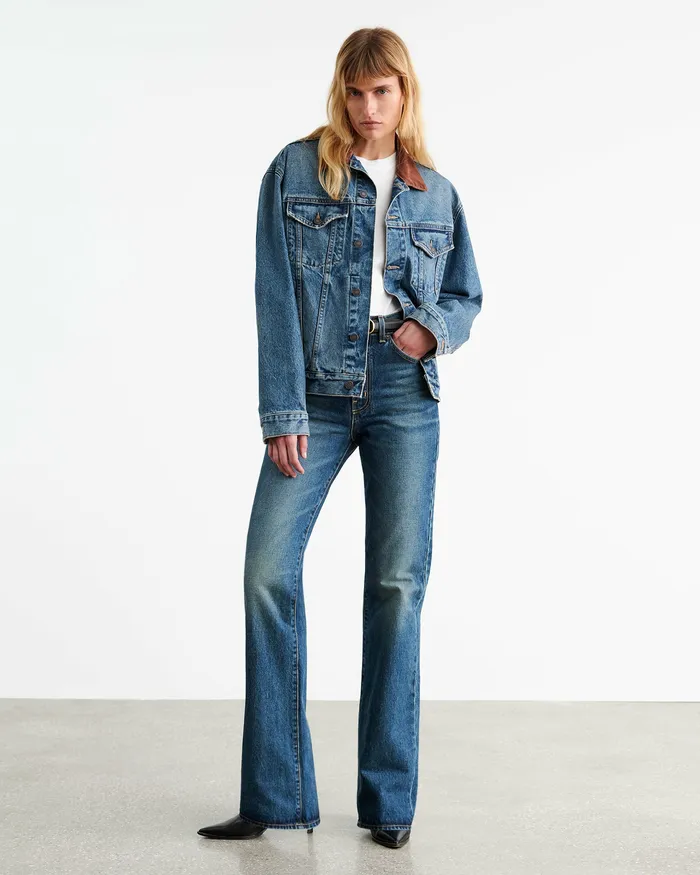 Coats and Outerwear Nili Lotan Women CHESNEY DENIM JACKET Ocean Wash