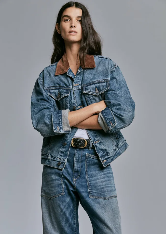 Coats and Outerwear Nili Lotan Women CHESNEY DENIM JACKET Ocean Wash