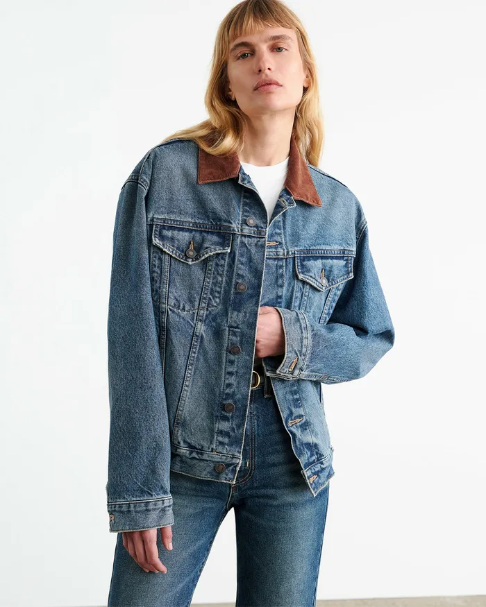 Coats and Outerwear Nili Lotan Women CHESNEY DENIM JACKET Ocean Wash