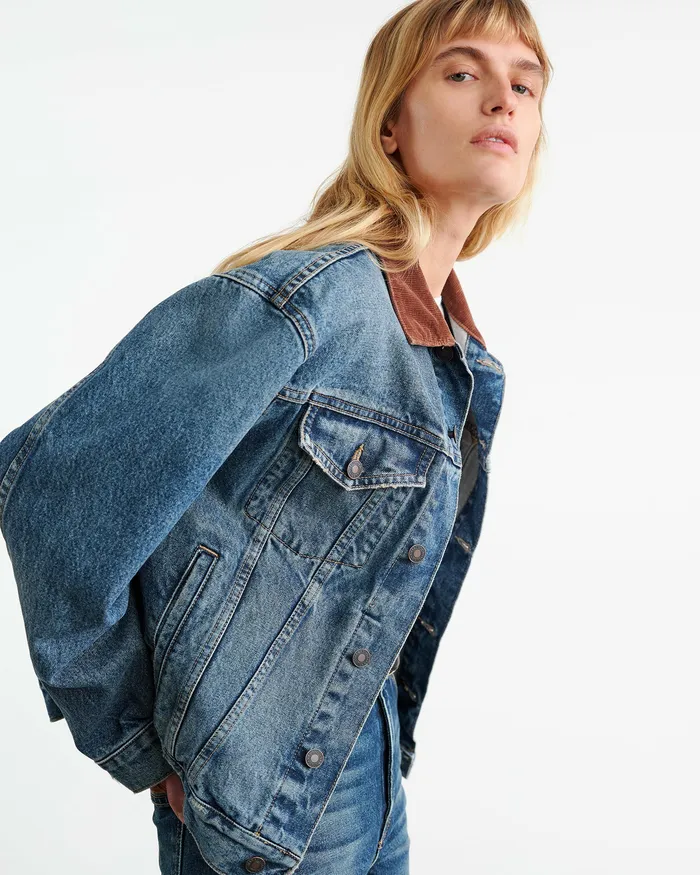 Coats and Outerwear Nili Lotan Women CHESNEY DENIM JACKET Ocean Wash
