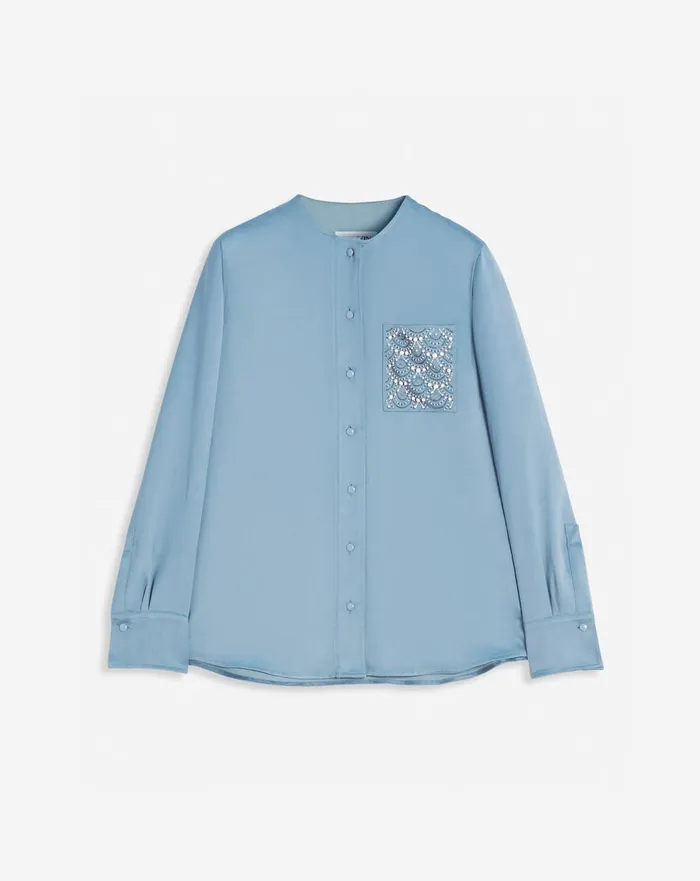Collarless Shirt With Embroidered Pocket Lunar Women Lanvin Knitwear