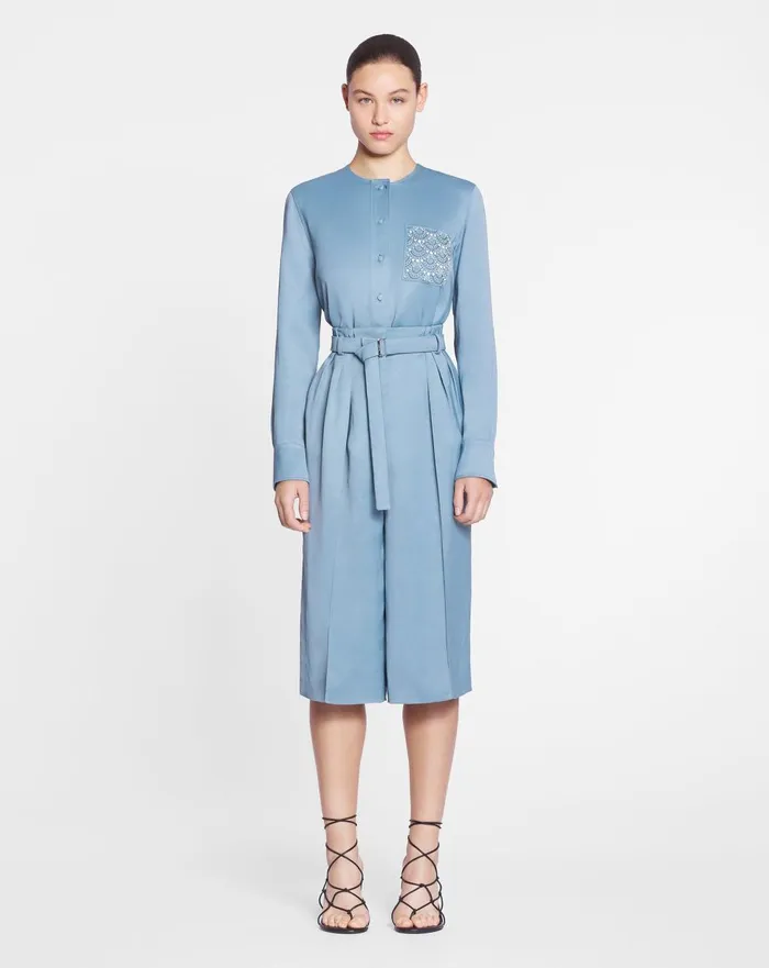 Collarless Shirt With Embroidered Pocket Lunar Women Lanvin Knitwear
