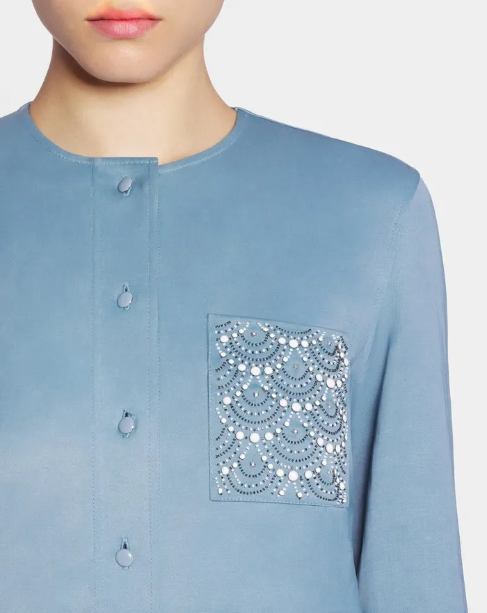 Collarless Shirt With Embroidered Pocket Lunar Women Lanvin Knitwear