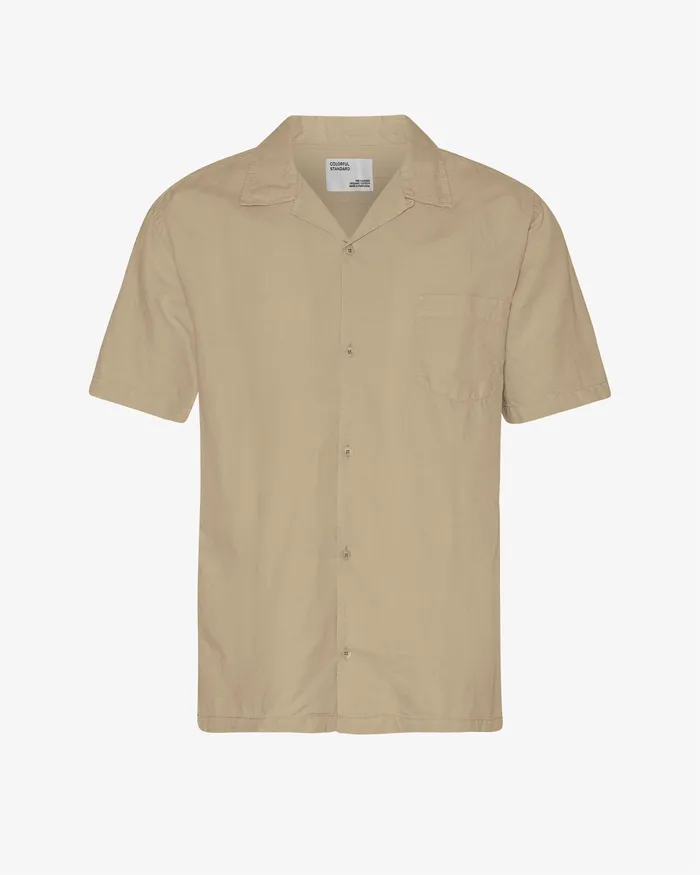 Colorfulstandard Linen Short Sleeved Shirt 8211 Desert Khaki Men Shirts