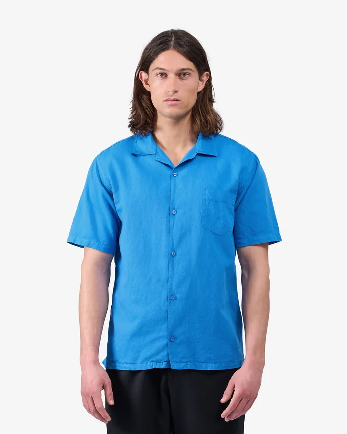 Colorfulstandard Linen Short Sleeved Shirt 8211 Desert Khaki Men Shirts
