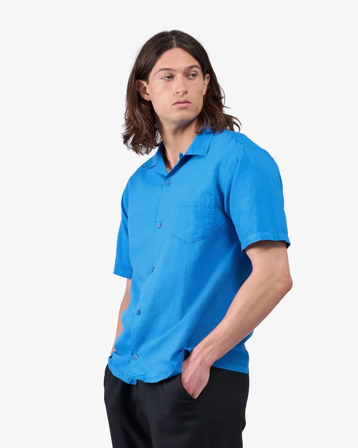 Colorfulstandard Linen Short Sleeved Shirt 8211 Desert Khaki Men Shirts