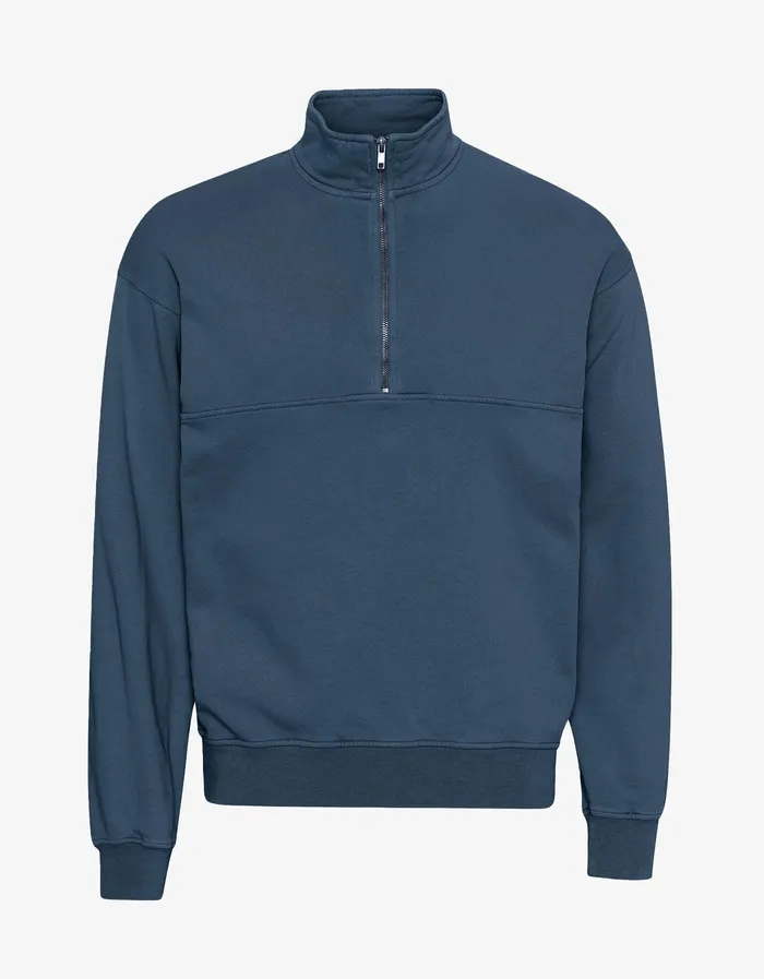 Colorfulstandard Organic Quarter Zip 8211 Petrol Blue Men Quarter Zips