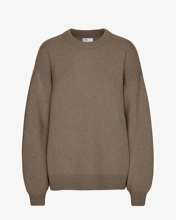 Colorfulstandard Oversized Merino Wool Crew 8211 Warm Taupe Women Knit Sweaters