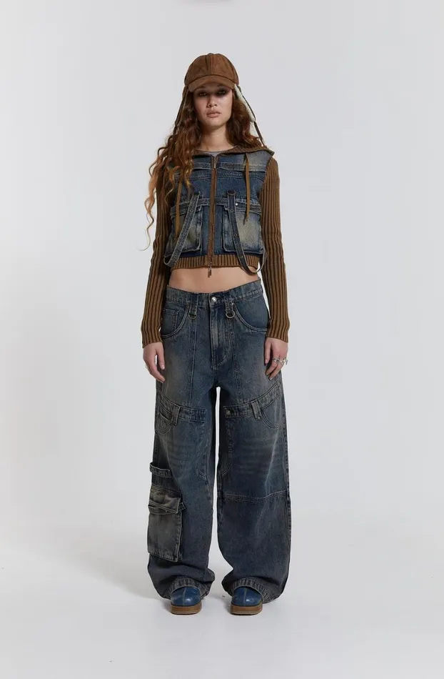 Colossus Jeans Women Jaded London Zenith Double Layer Seam Colossus Baggy Jeans