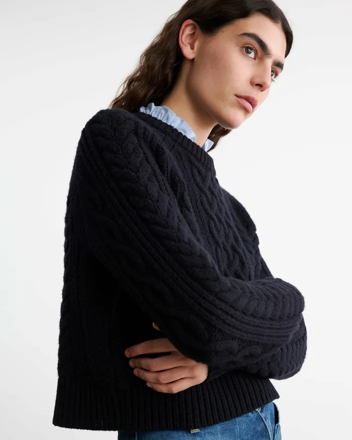 CORAS SWEATER Dark Brown Knits and Sweaters Nili Lotan Women