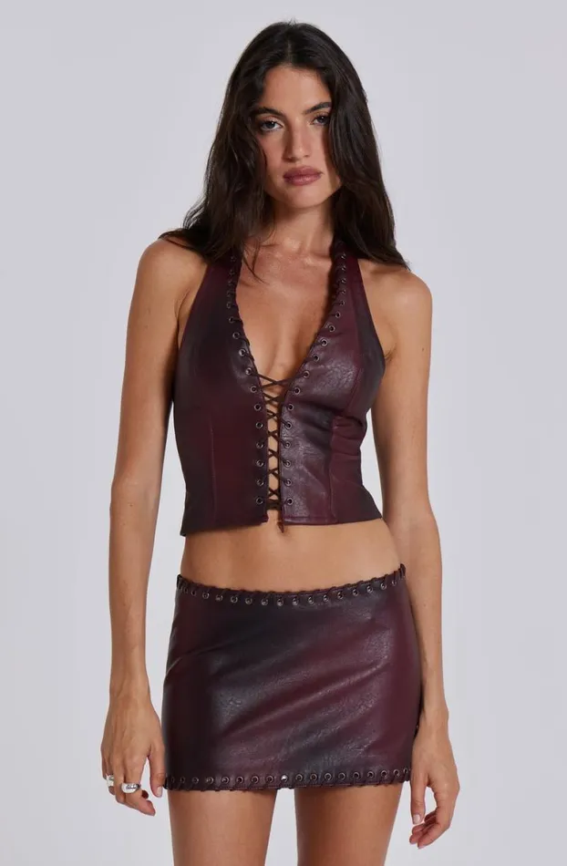 Corsets Women Jaded London Lynx Faux Leather Corset Top