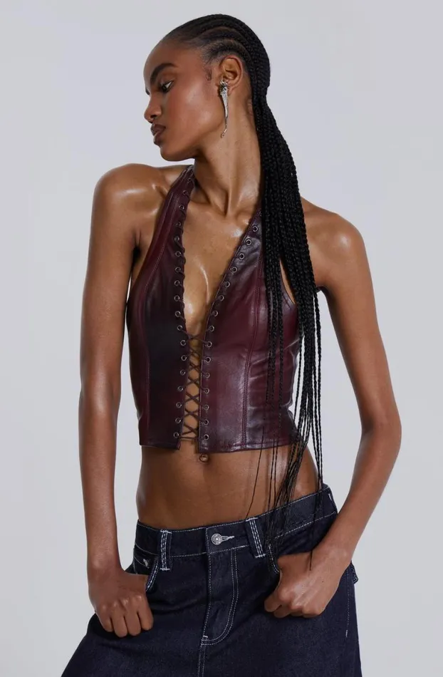 Corsets Women Jaded London Lynx Faux Leather Corset Top