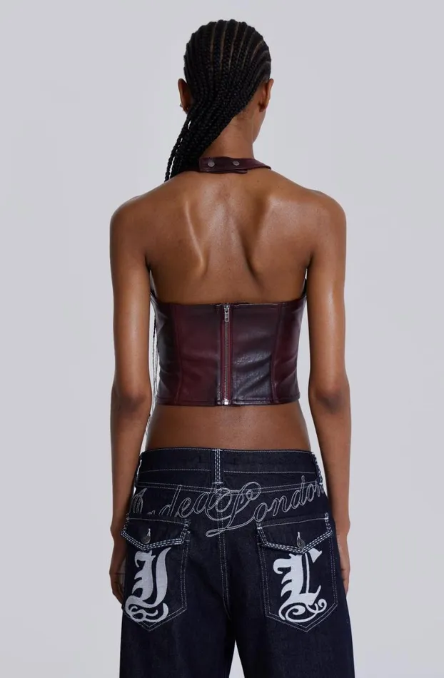 Corsets Women Jaded London Lynx Faux Leather Corset Top