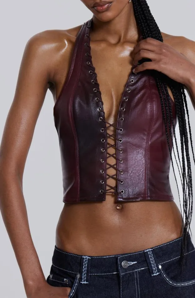Corsets Women Jaded London Lynx Faux Leather Corset Top