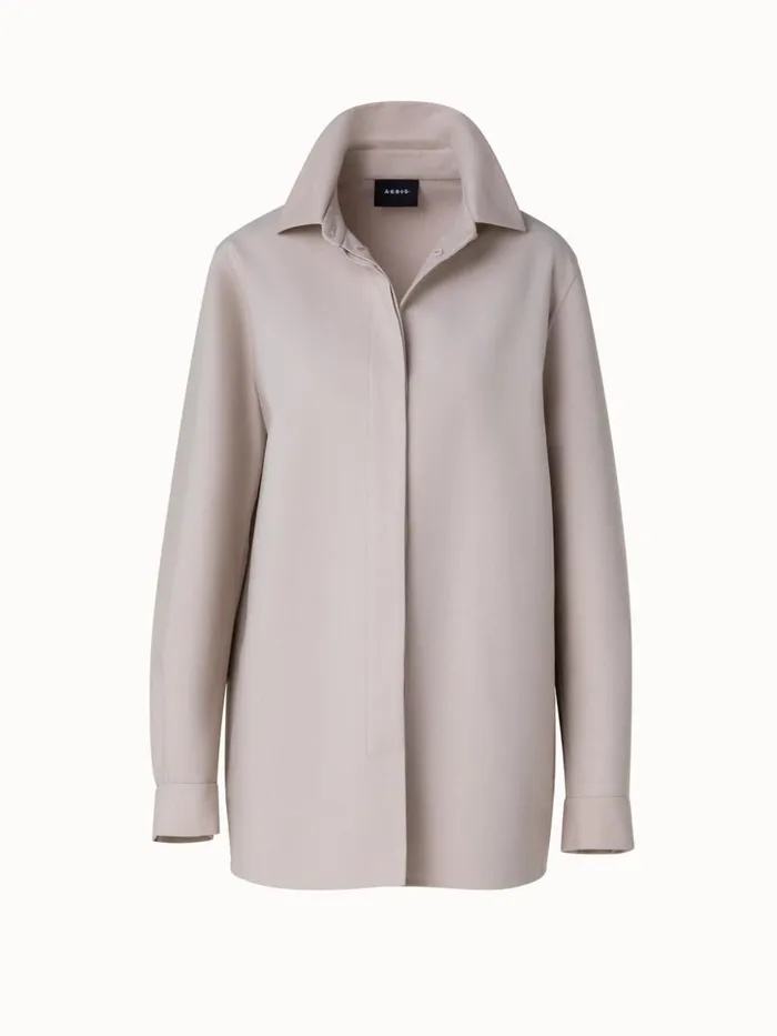 Cotton DoubleFace Oversize Shirt Jacket Sand Women Akris Jackets