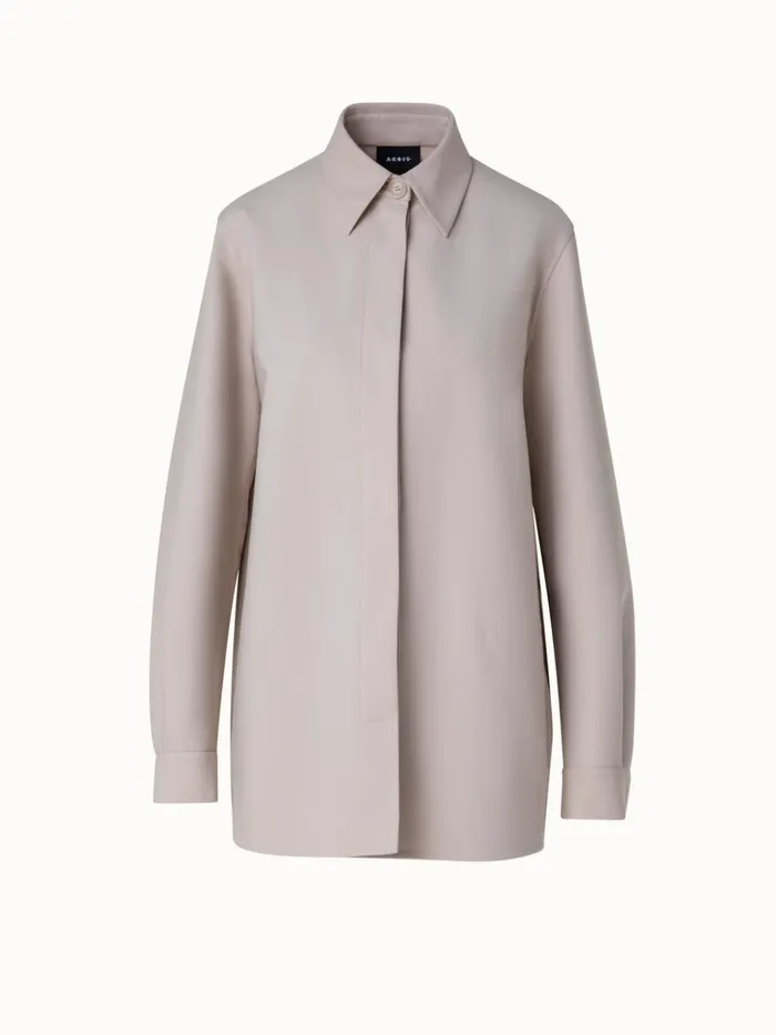 Cotton DoubleFace Oversize Shirt Jacket Sand Women Akris Jackets
