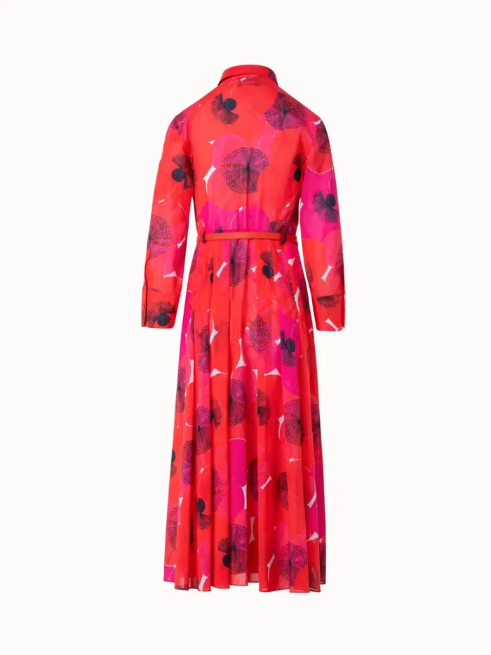 Cotton Midi Shirt Dress In Poppy Print Poppy Women Akris Dresses
