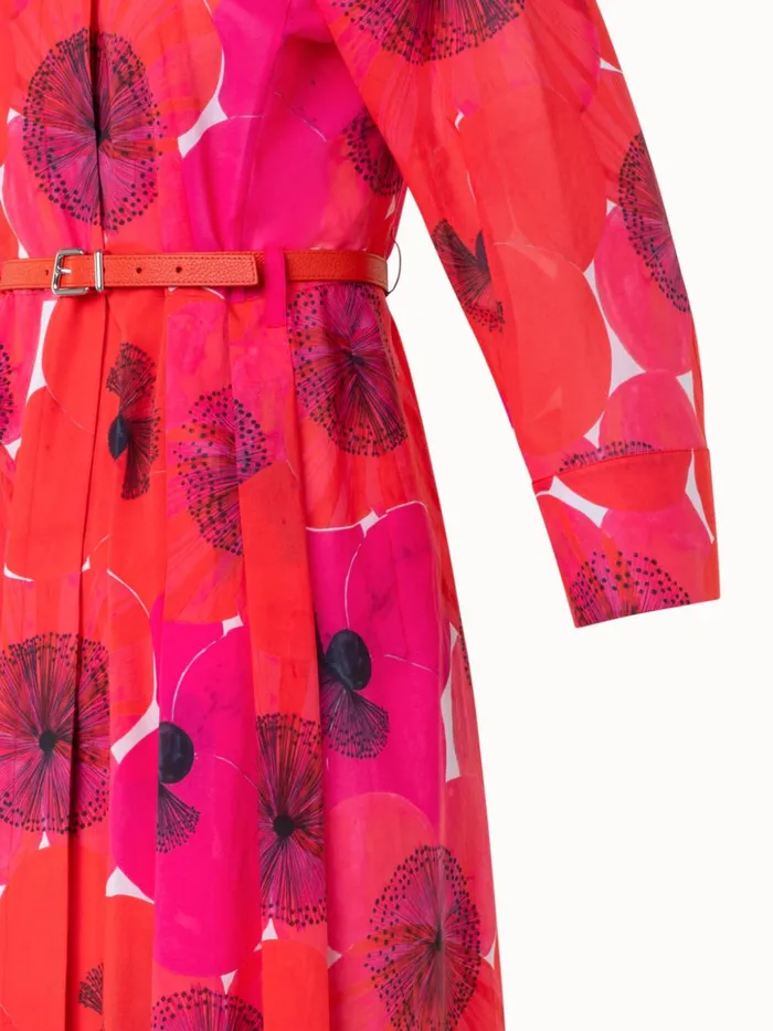 Cotton Midi Shirt Dress In Poppy Print Poppy Women Akris Dresses