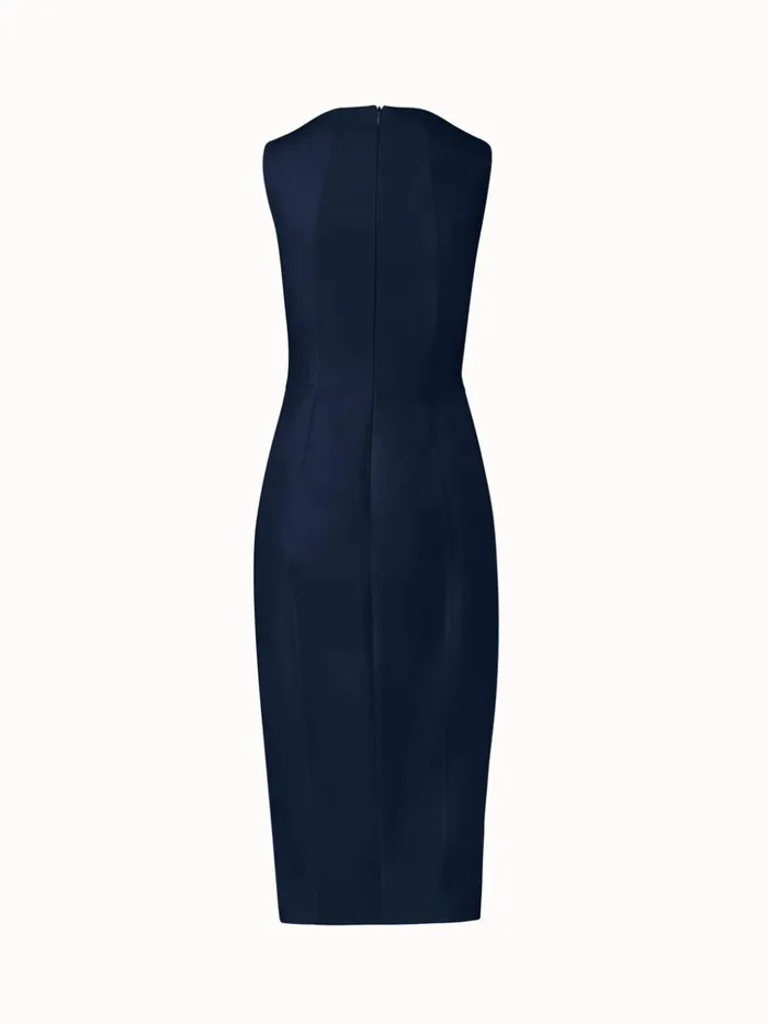 Cotton Silk DoubleFace Sheath Dress Navy Women Akris Dresses