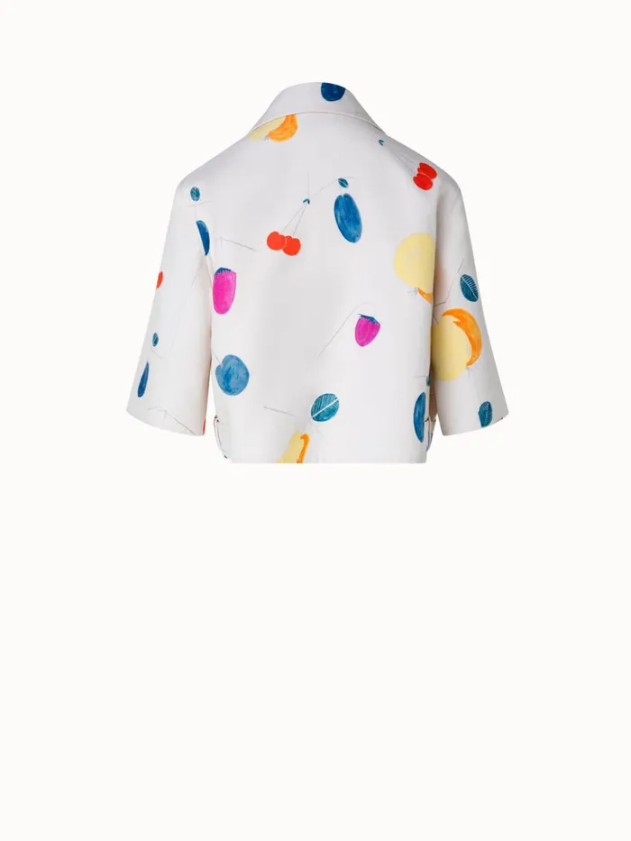 Cotton Silk DoubleFace Short Jacket With Fruits Print Greigemulticolor Women Akris Jackets