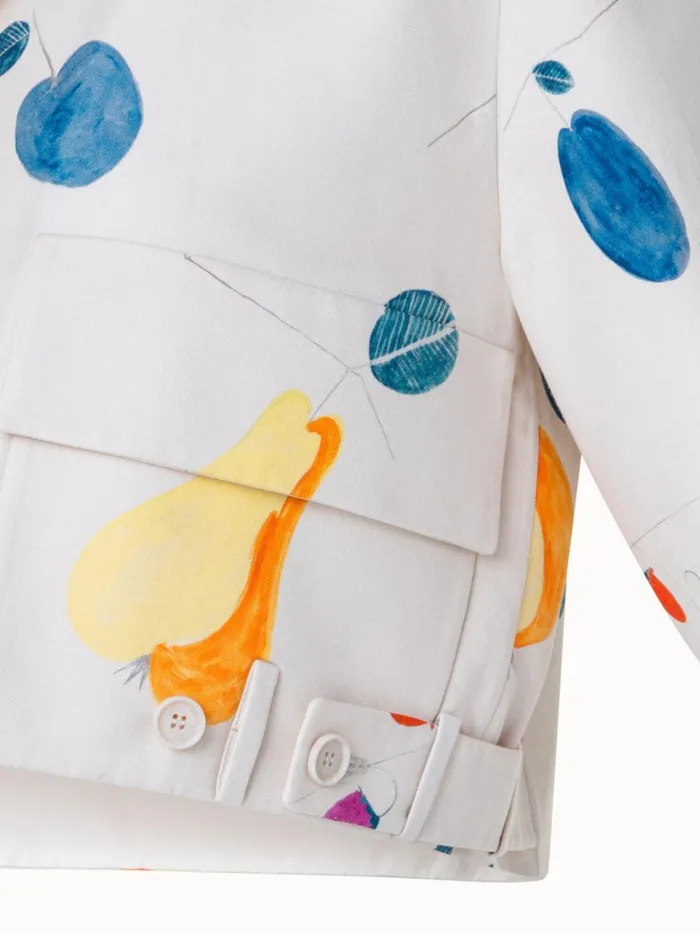 Cotton Silk DoubleFace Short Jacket With Fruits Print Greigemulticolor Women Akris Jackets