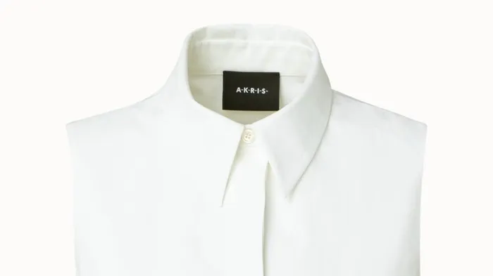 Cotton Stretch Poplin Sleeveless Shirt Dress With Apron Detail Ecru Women Akris Dresses