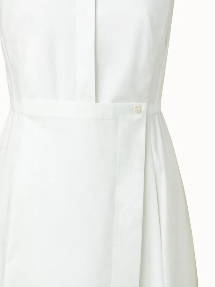 Cotton Stretch Poplin Sleeveless Shirt Dress With Apron Detail Ecru Women Akris Dresses