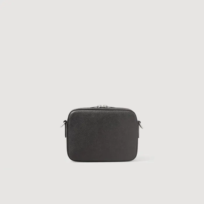 Crossbody Bags Men SANDRO Small Saffiano Leather Bag Black