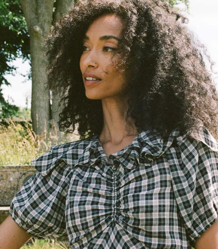 DEN Gwyneira Dress Navy Countryside Plaid Women Dresses DEN Gwyneira Dress Navy Countryside Plaid Women Dresses