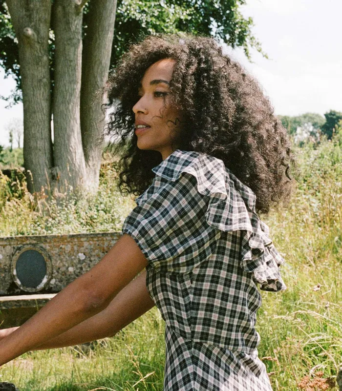 DEN Gwyneira Dress Navy Countryside Plaid Women Dresses DEN Gwyneira Dress Navy Countryside Plaid Women Dresses